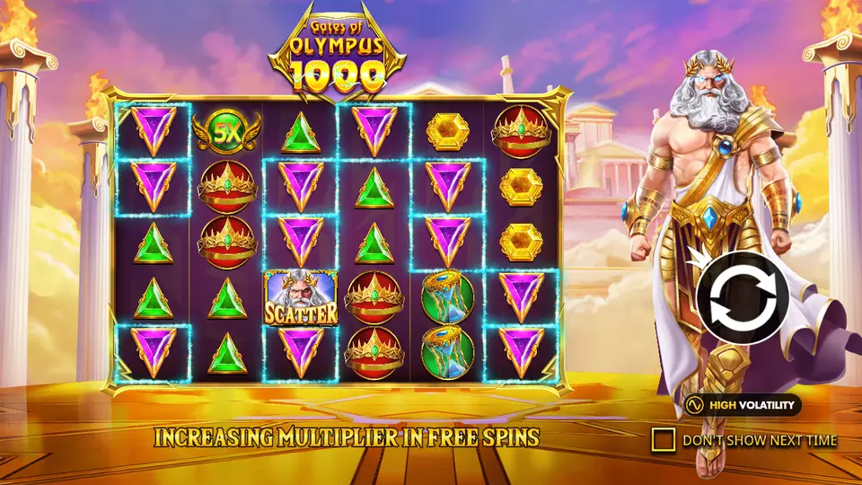 Gates of Olympus 1000 gameplay screenshot